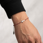 Silver Beaded Cross Bracelet