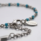Silver Beaded Cross Bracelet