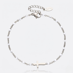 Silver Beaded Cross Bracelet