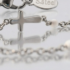 Silver Beaded Cross Bracelet