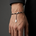 Silver Beaded Cross Bracelet