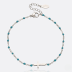 Silver Beaded Cross Bracelet