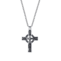 Silver Cross Necklace Pendant Celtic Irish Knotwork Engraved Antique