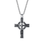 Silver Cross Necklace Pendant Celtic Irish Knotwork Engraved Box Chain
