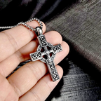 Silver Cross Necklace Pendant Celtic Irish Knotwork Engraved Box Chain