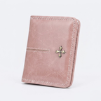 Slim Wallet with Cross | Women | PU Leather-Tithesource-Pink-