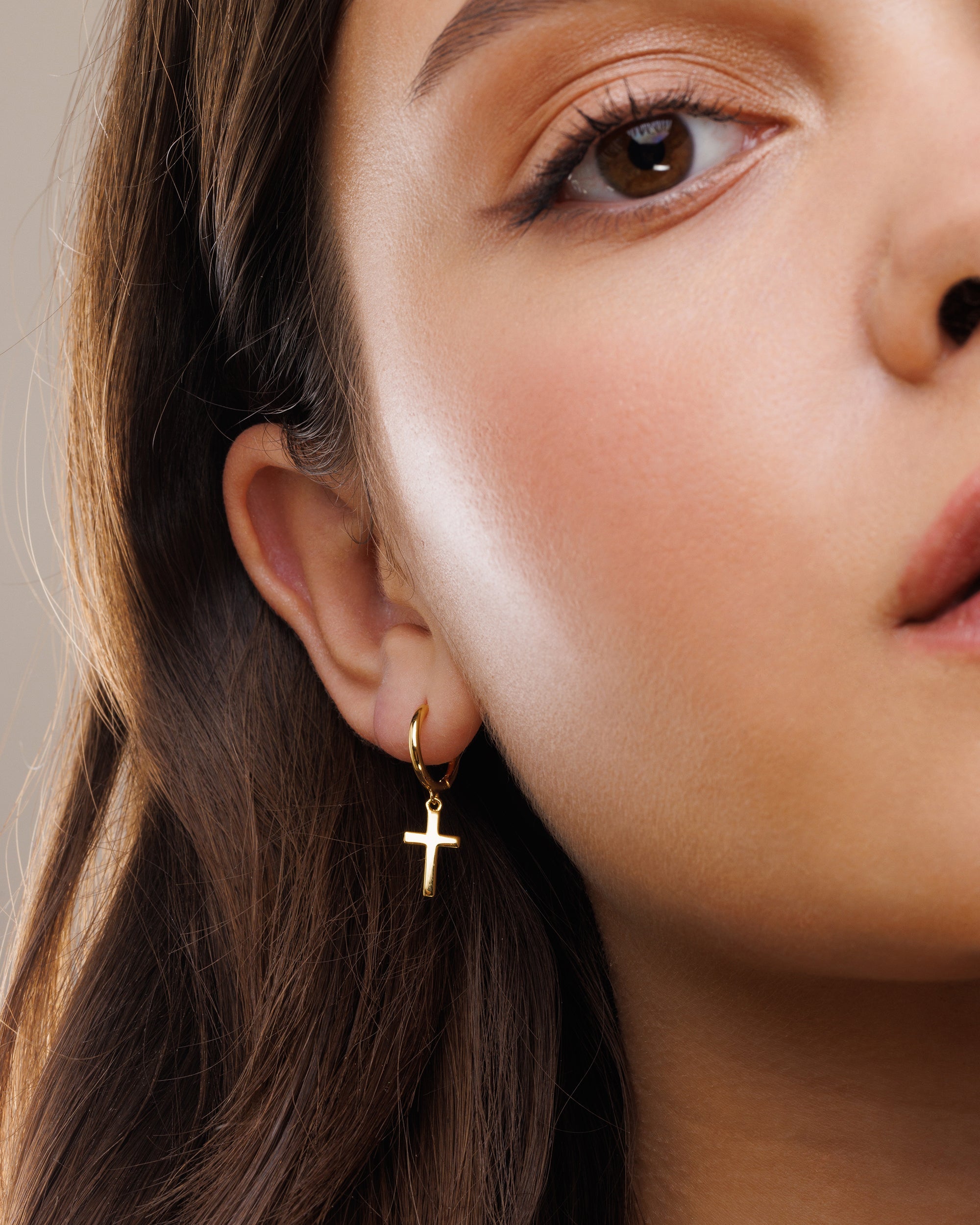 Small Cross Hoop Earings Women | Gold and Silver-Tithesource-