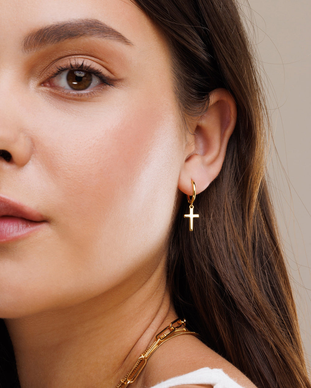 Small Cross Hoop Earings Women | Gold and Silver-Tithesource-