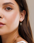 Small Cross Hoop Earings Women | Gold and Silver-Tithesource-