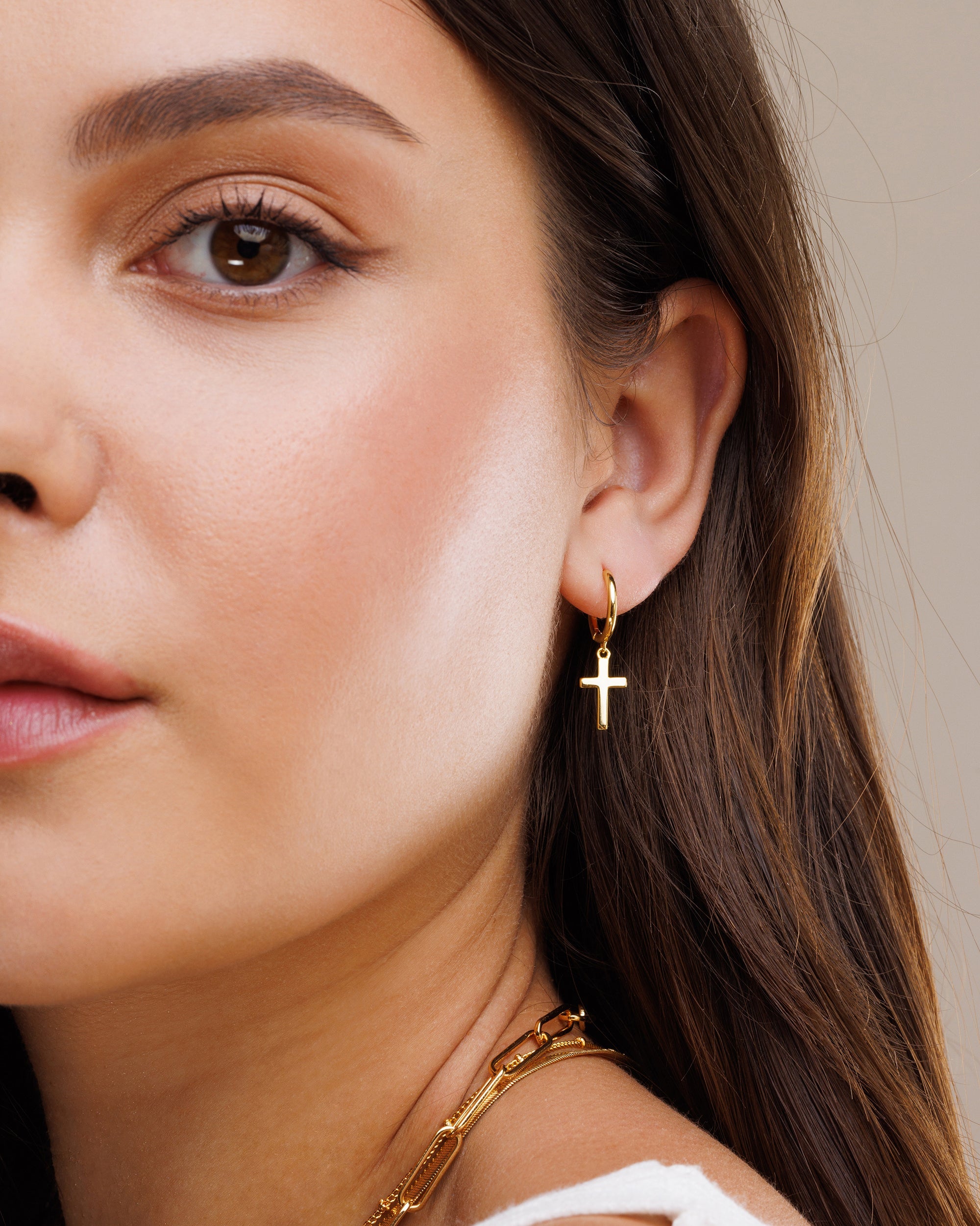 Small Cross Hoop Earings Women | Gold and Silver-Tithesource-