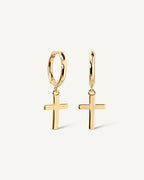Small Cross Hoop Earings Women | Gold and Silver-Tithesource-Gold-