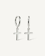 Small Cross Hoop Earings Women | Gold and Silver-Tithesource-Silver-