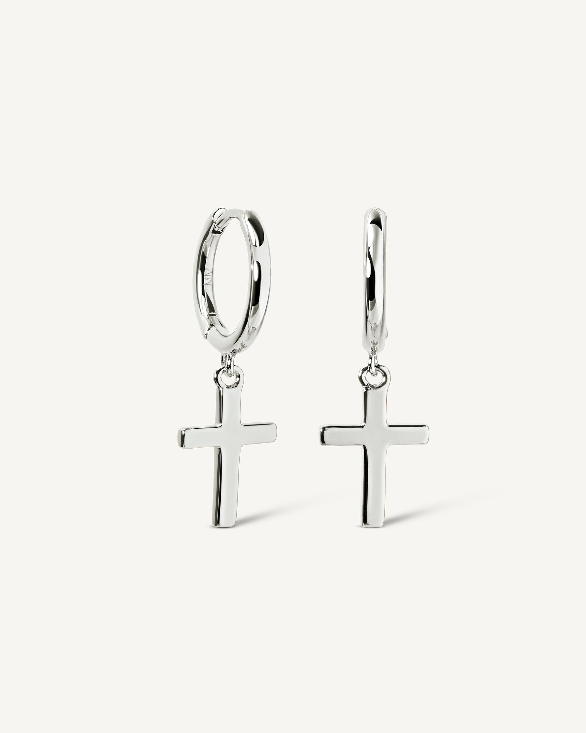 Small Cross Hoop Earings Women | Gold and Silver-Tithesource-Silver-