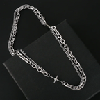 Star Chain Necklace - Y2K Double Layer Silver Chain-Tithesource-