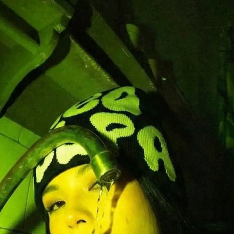 Streetwear Beanie Graphic Print Y2K Black-Tithesource-