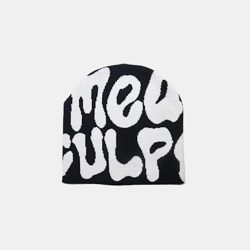 Streetwear Beanie Graphic Print Y2K Black-Tithesource-Black-