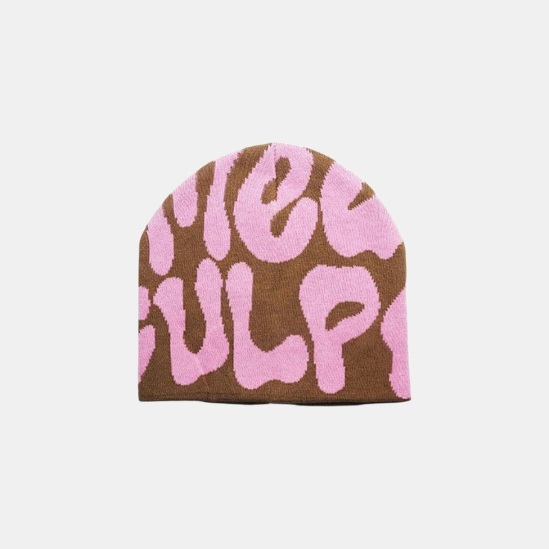 Streetwear Beanie Graphic Print Y2K Black-Tithesource-Brown-