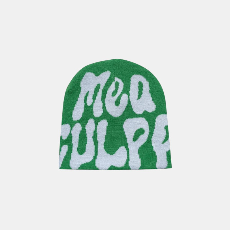 Streetwear Beanie Graphic Print Y2K Black-Tithesource-Green-