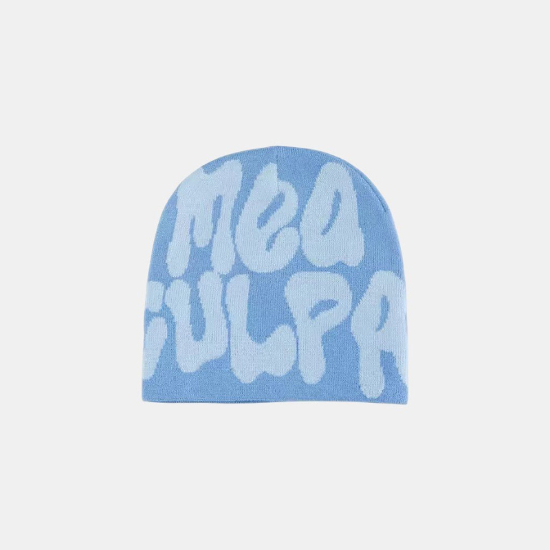 Streetwear Beanie Graphic Print Y2K Black-Tithesource-Light Blue-