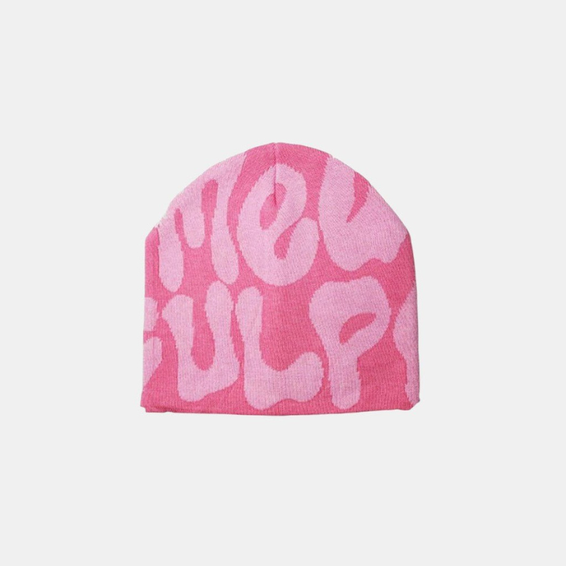 Streetwear Beanie Graphic Print Y2K Black-Tithesource-Pink-