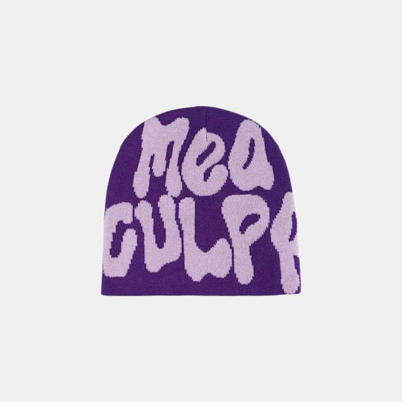 Streetwear Beanie Graphic Print Y2K Black-Tithesource-Purple-