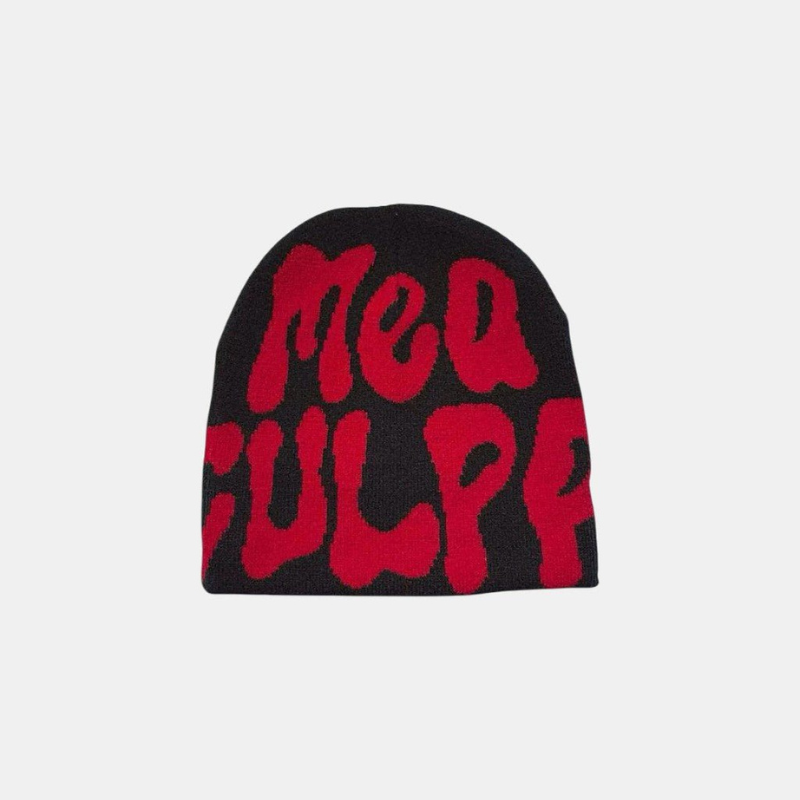 Streetwear Beanie Graphic Print Y2K Black-Tithesource-Red-