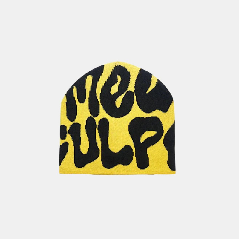 Streetwear Beanie Graphic Print Y2K Black-Tithesource-Yellow-