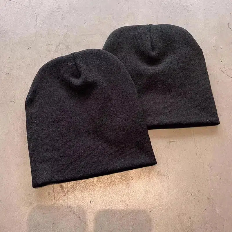 Streetwear Beanie Two Tone Knit Y2K Black and White-Tithesource-