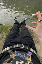 Studded Belt - Y2K Punk Leather Belt-Tithesource-