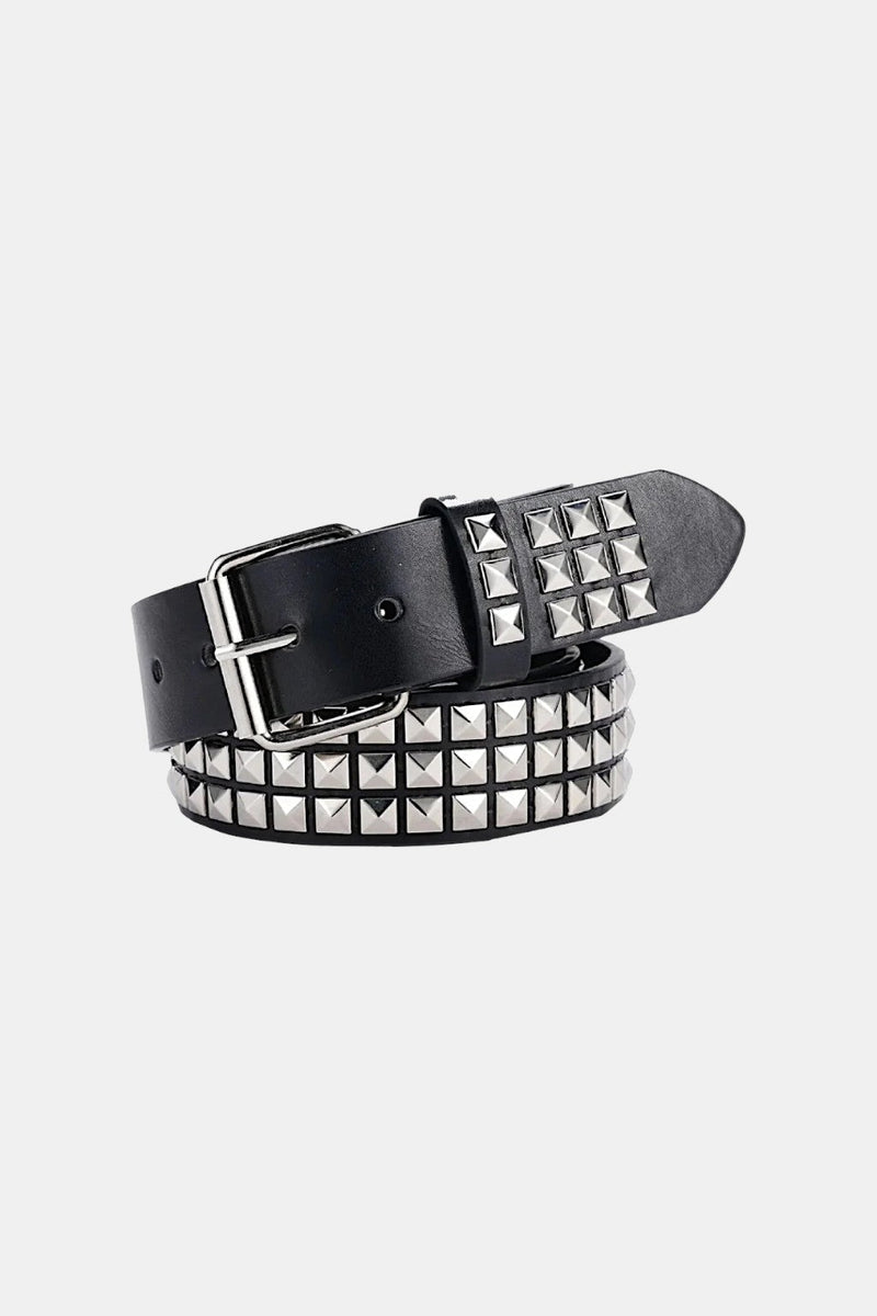 Studded Belt - Y2K Punk Leather Belt-Tithesource-Black-41.33 inches-