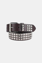 Studded Belt - Y2K Punk Leather Belt-Tithesource-Dark Brown-41.33 inches-