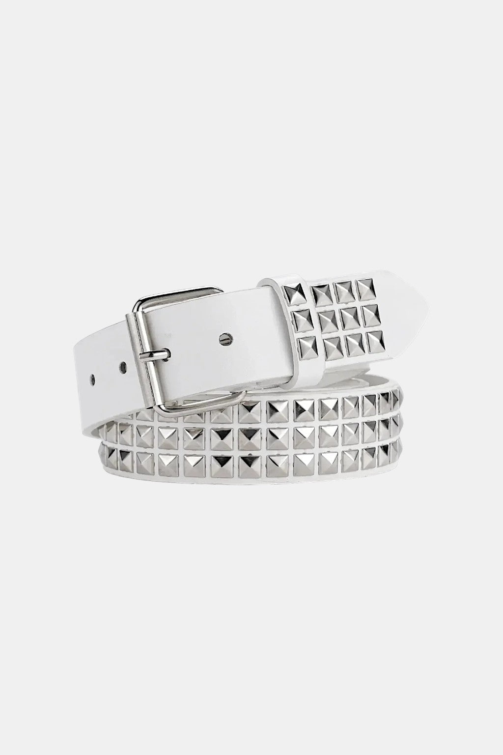 Studded Belt - Y2K Punk Leather Belt-Tithesource-White-41.33 inches-