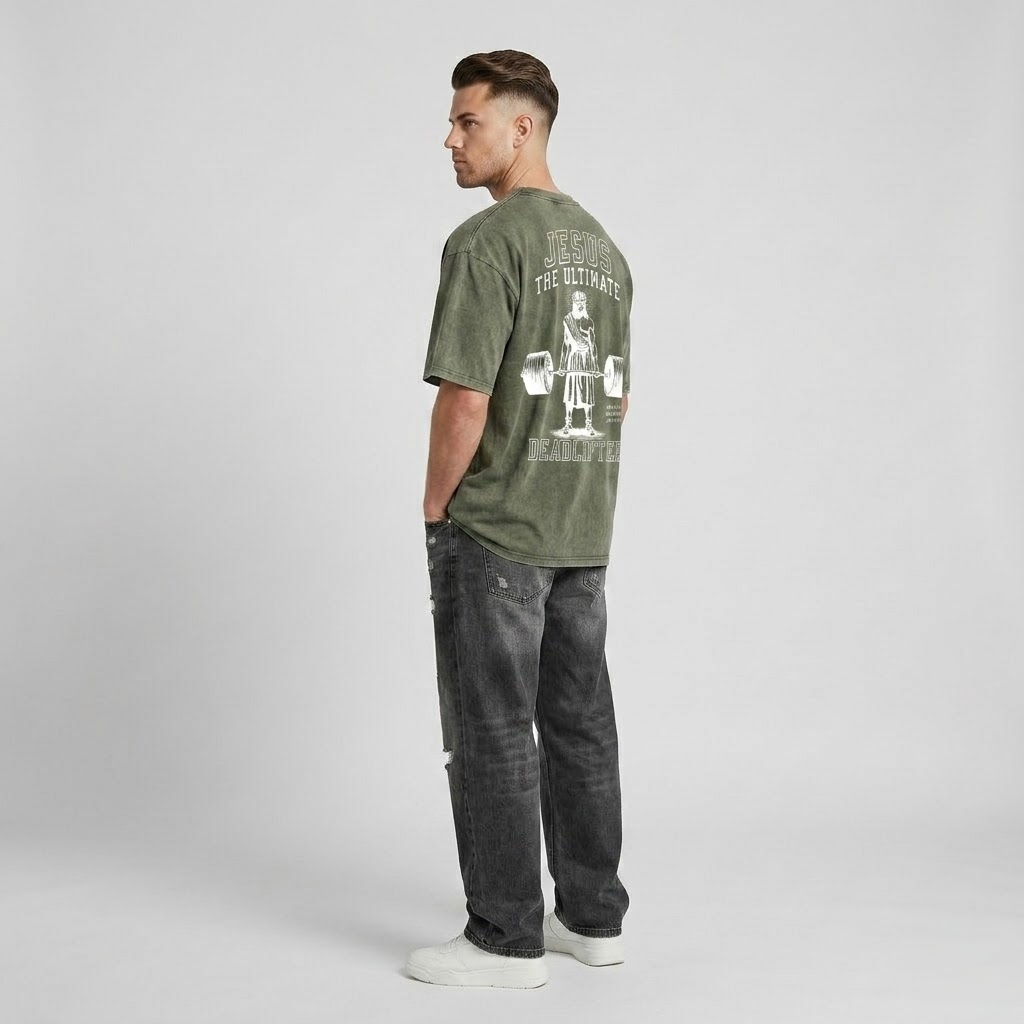 T-Shirt | Jesus The Ultimate Deadlifter Faith Gym Unisex-Tithesource-