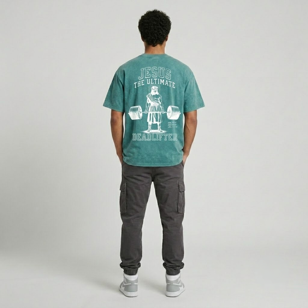 T-Shirt | Jesus The Ultimate Deadlifter Faith Gym Unisex-Tithesource-