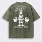 T-Shirt | Jesus The Ultimate Deadlifter Faith Gym Unisex-Tithesource-Army Green-S-