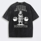 T-Shirt | Jesus The Ultimate Deadlifter Faith Gym Unisex-Tithesource-Black-S-