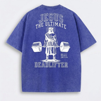 T-Shirt | Jesus The Ultimate Deadlifter Faith Gym Unisex-Tithesource-Blue-S-
