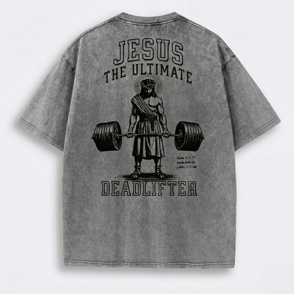 T-Shirt | Jesus The Ultimate Deadlifter Faith Gym Unisex-Tithesource-Gray-S-