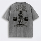 T-Shirt | Jesus The Ultimate Deadlifter Faith Gym Unisex-Tithesource-Gray-S-