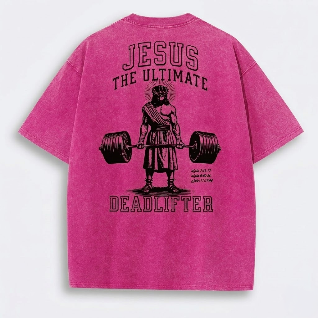 T-Shirt | Jesus The Ultimate Deadlifter Faith Gym Unisex-Tithesource-Pink-S-