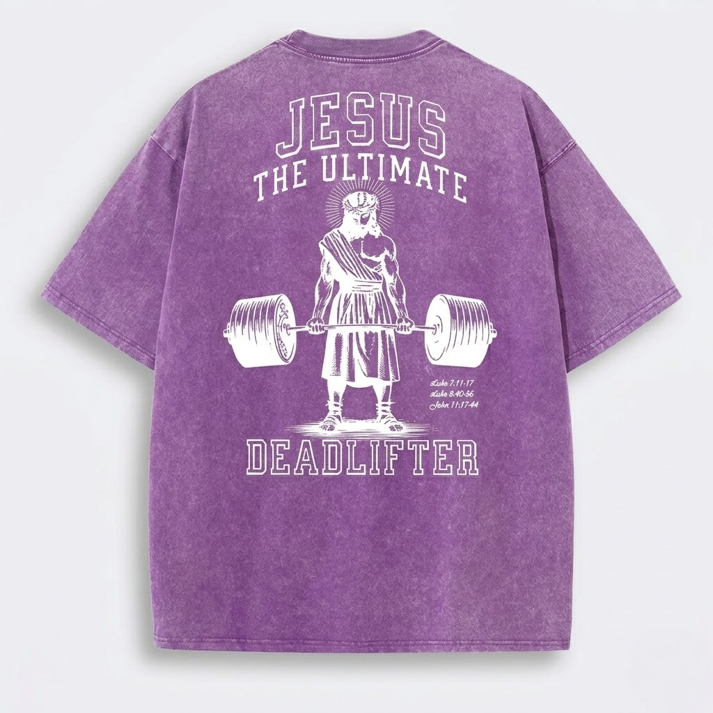 T-Shirt | Jesus The Ultimate Deadlifter Faith Gym Unisex-Tithesource-Purple-S-