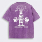 T-Shirt | Jesus The Ultimate Deadlifter Faith Gym Unisex-Tithesource-Purple-S-