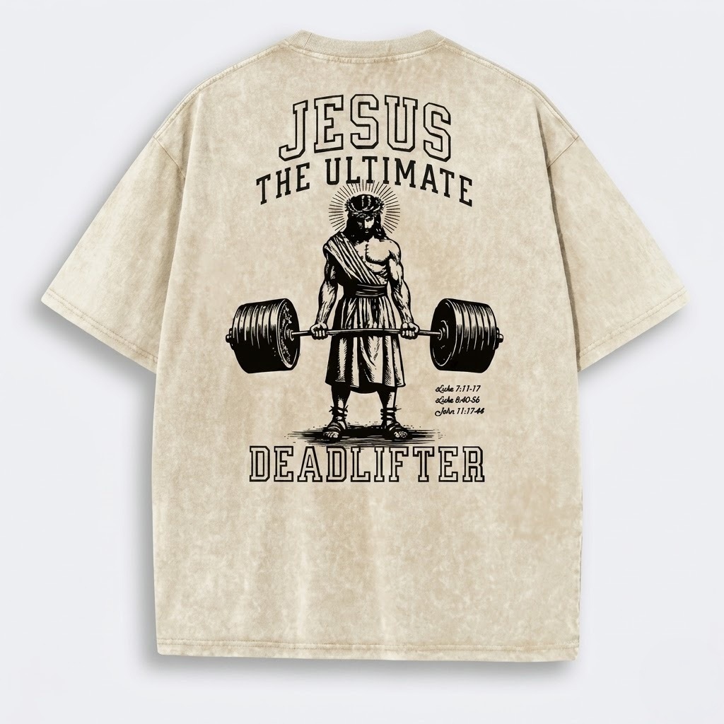 T-Shirt | Jesus The Ultimate Deadlifter Faith Gym Unisex-Tithesource-White-S-
