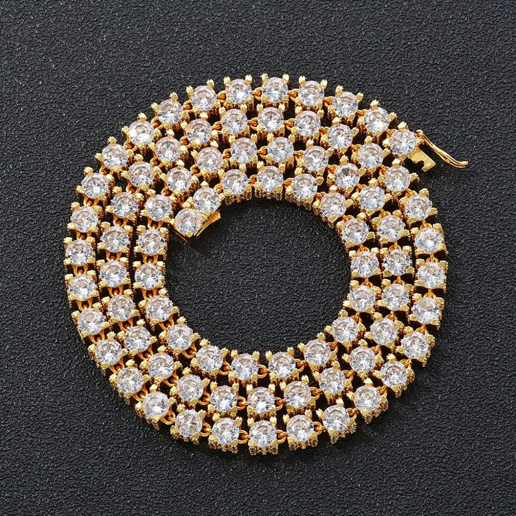 Tennis Chain 5mm Round Cut - Gold and Silver