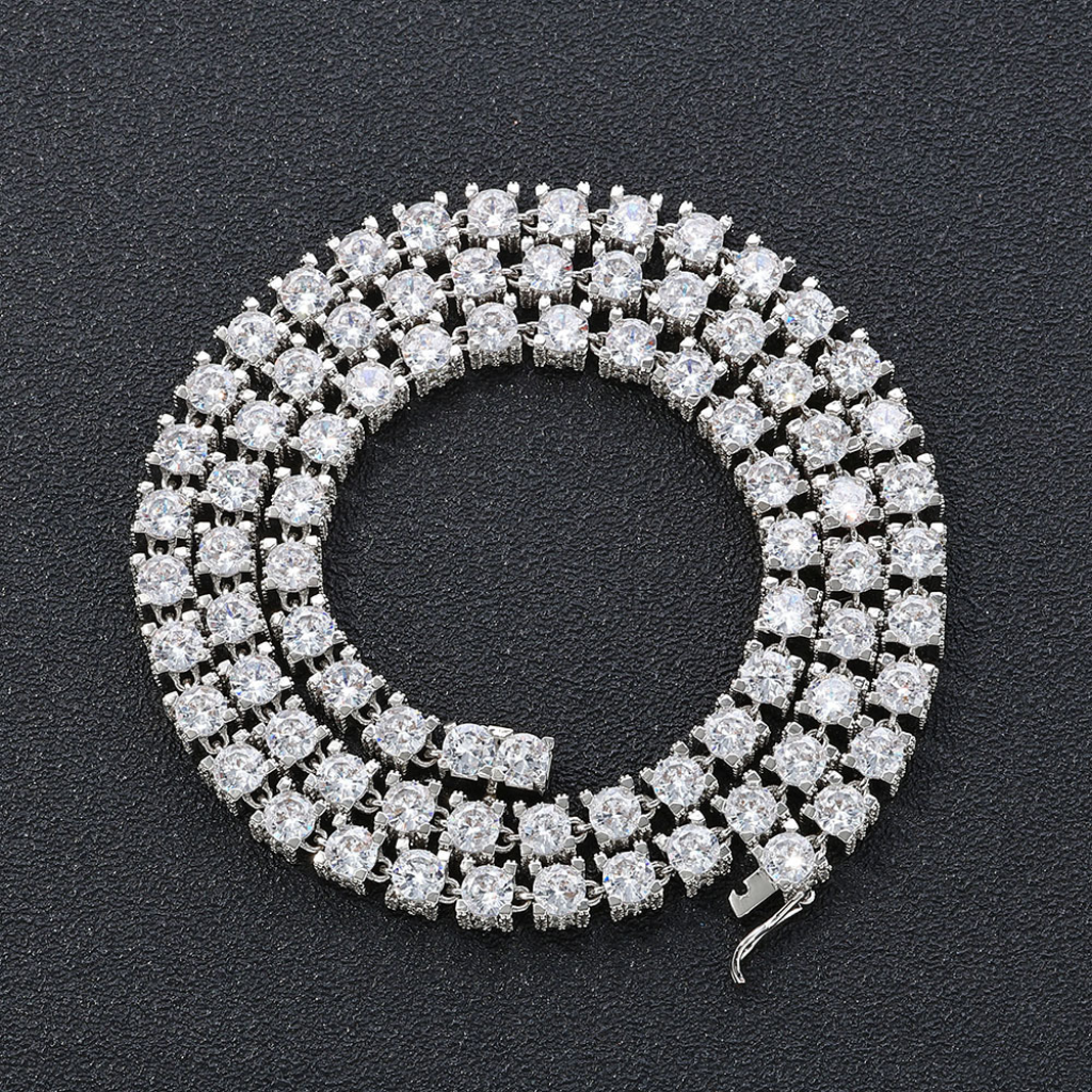 Tennis Chain 5mm Round Cut - Gold and Silver