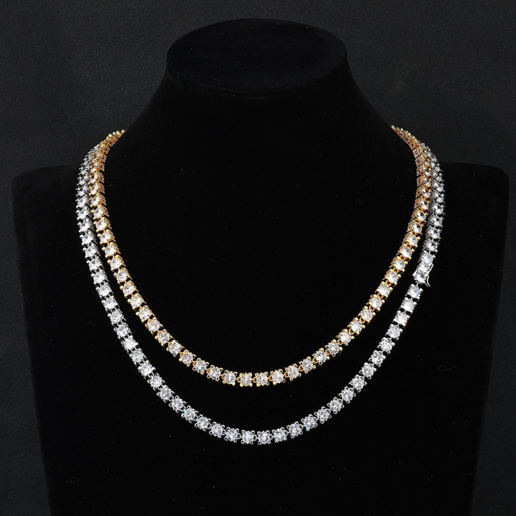 Tennis Chain 5mm Round Cut - Gold and Silver
