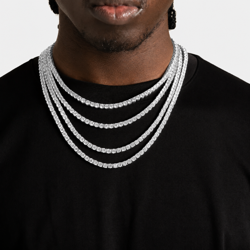 Tennis Chain 5mm Round Cut - Gold and Silver