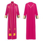 Traditional Pastor Robe With Vertical Cross Accents And Sleeve Trim Clergy Robe