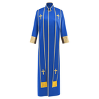 Traditional Pastor Robe With Vertical Cross Accents And Sleeve Trim Clergy Robe