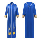 Traditional Pastor Robe With Vertical Cross Accents And Sleeve Trim Clergy Robe